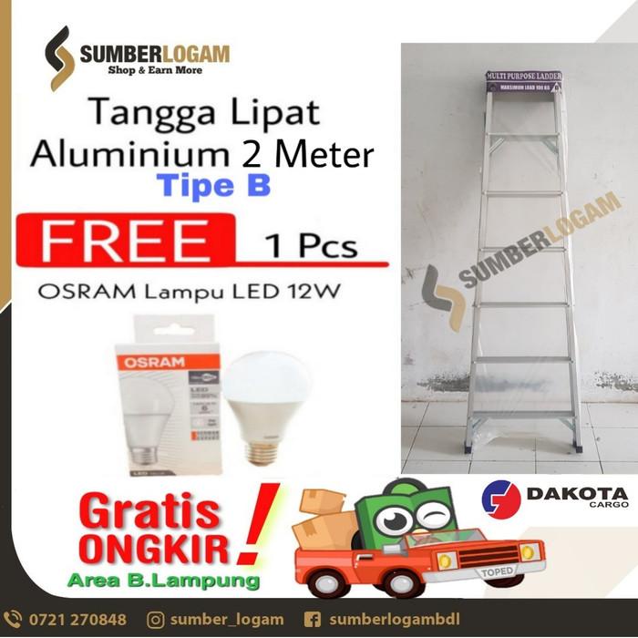 Tangga Lipat Aluminium 2 Meter Tipe B Bonus Osram Lampu Led 12W