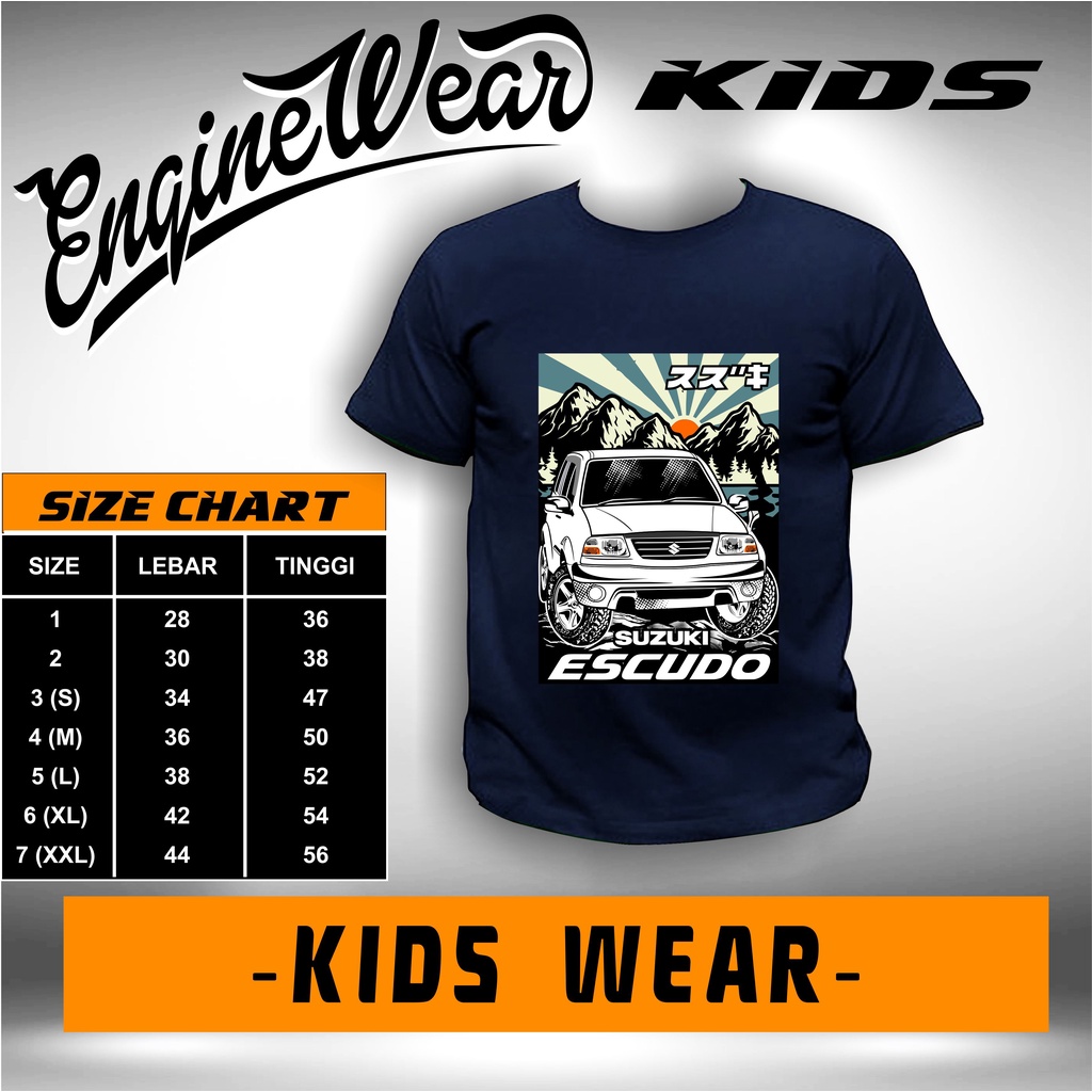 kaos escudo anak suzuki escudo gen 2 Vitara offroad baju tshirt mobil jeep otomotif - Enginewear