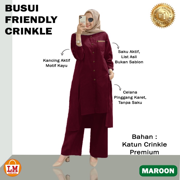 Setelan Baju Wanita Menyusui BUSUI FRIENDLY CRINKLE Bahan Katun Premium JUMBO BIG SIZE XL - XXL TERBARU TERMURAH TERLARIS LMS 28695-28699