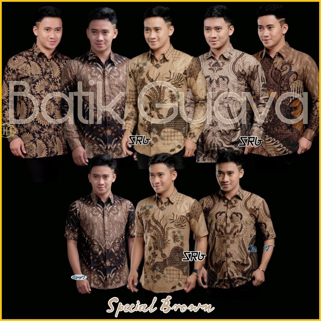 BAJU BATIK PRIA LENGAN PANJANG READY M L XL XXL - SPECIAL WARNA BATIK COKELAT COKSU KREM CREAM