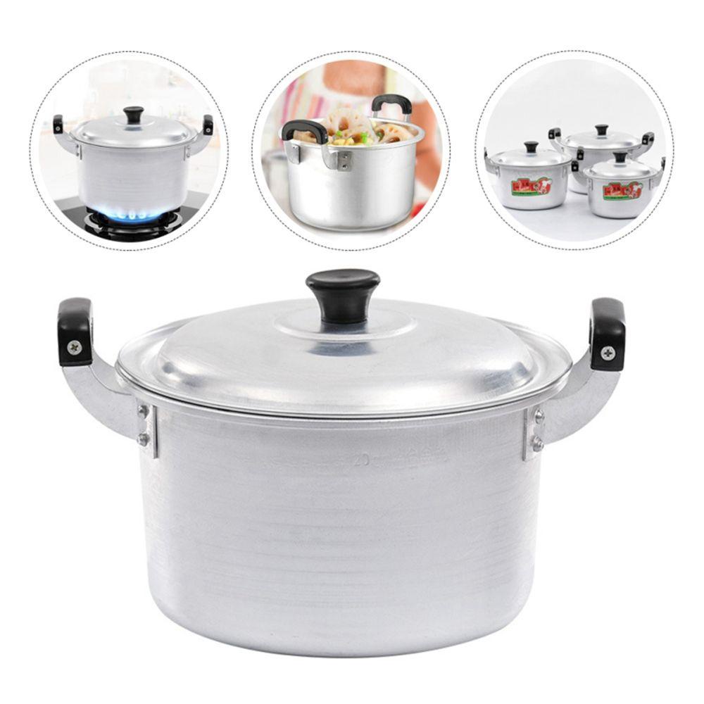 [Elegan] Gas cooker Dapur Ramen Mie Masak Silver Aluminium Serbaguna Gaya Lama Anti Lengket Stew Pot