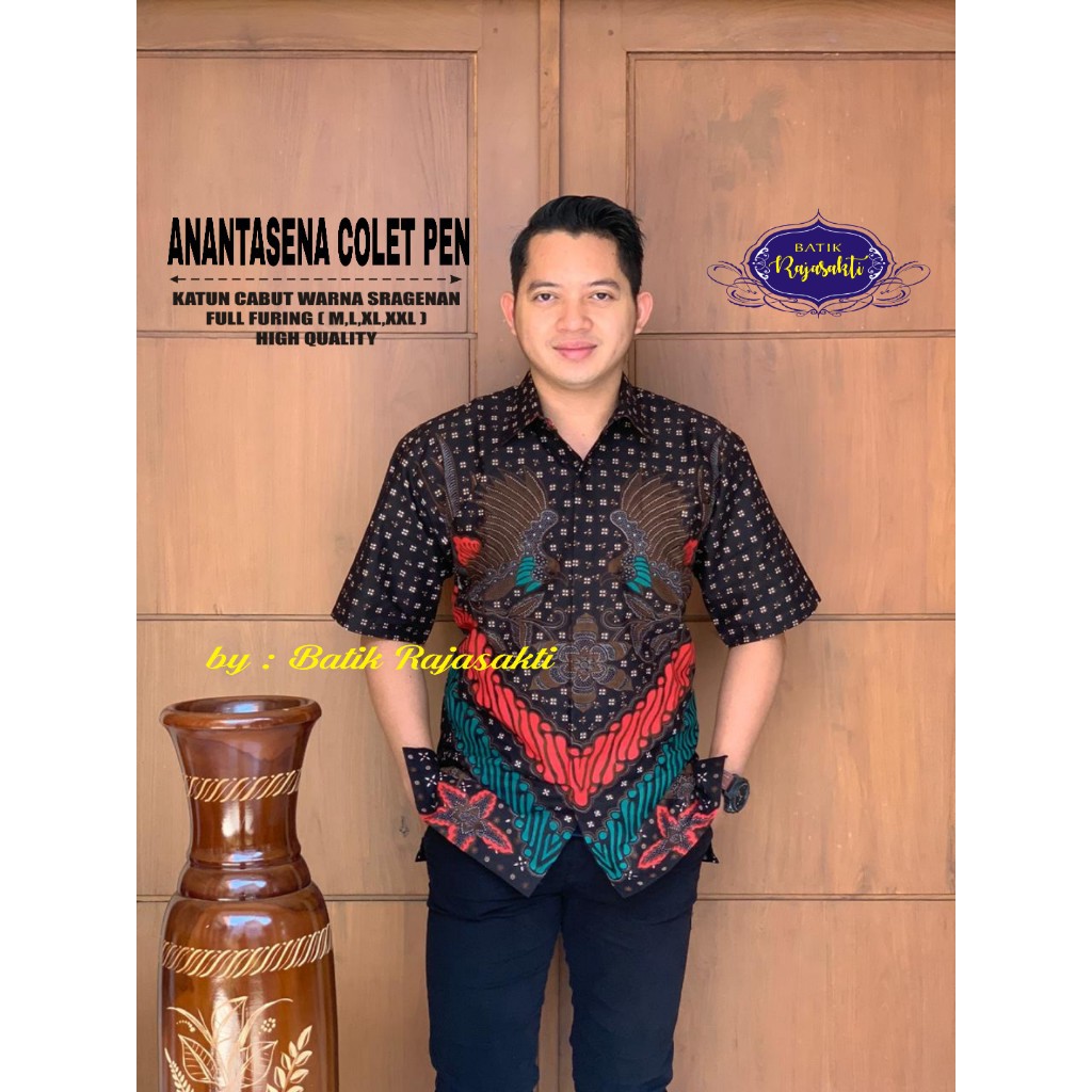 ANTASENA COLET 2 Kemeja Batik Pria Lengan Pendek Katun Halus FULL FURING Rajasakti