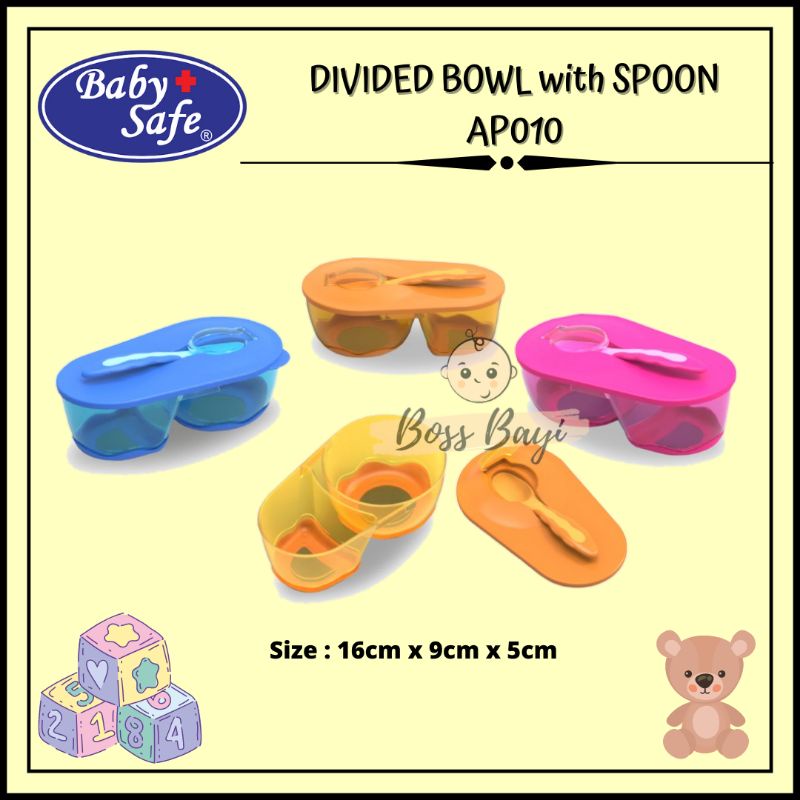 Jual BABY SAFE Divided Bowl With Spoon AP010 Tempat Makan Bayi 