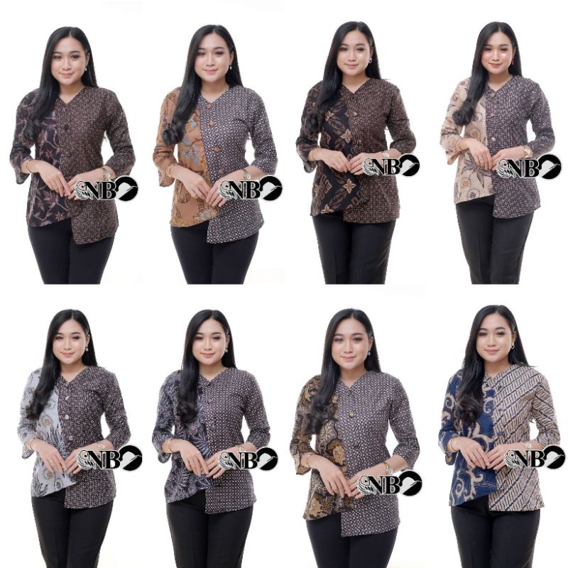 Ori Aksara Batik - Blouse Bluse Batik Seling, Atasan Batik Wanita Kerja Modern Murah Katun Halus Kom