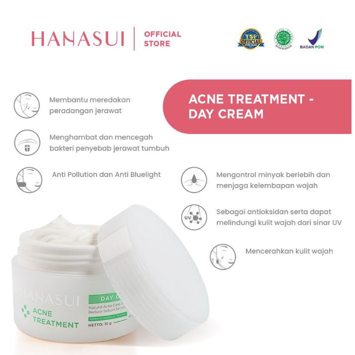 PAKET HANASUI Acne Treatment Series (Cleanser, Acne Spot Gel, Power Essence, Day Cream, Night Cream)
