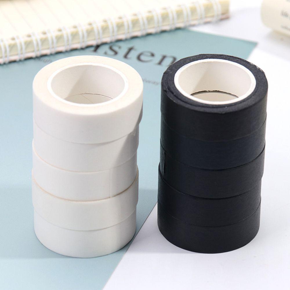 Agustinina Tape Perekat DIY Anti Kotor Scrapbooking Renovasi Rumah Stiker Putih Hitam Solid Stationery