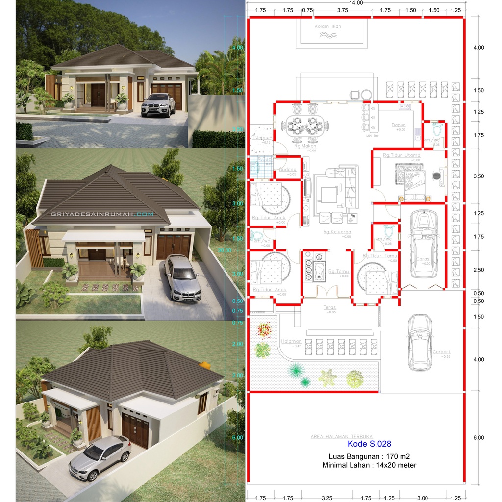 Harga Desain Rumah 4 Kamar Tidur Terbaru Agustus 2022 |BigGo Indonesia - Denah Rumah Mewah 1 Lantai 4 Kamar Tidur