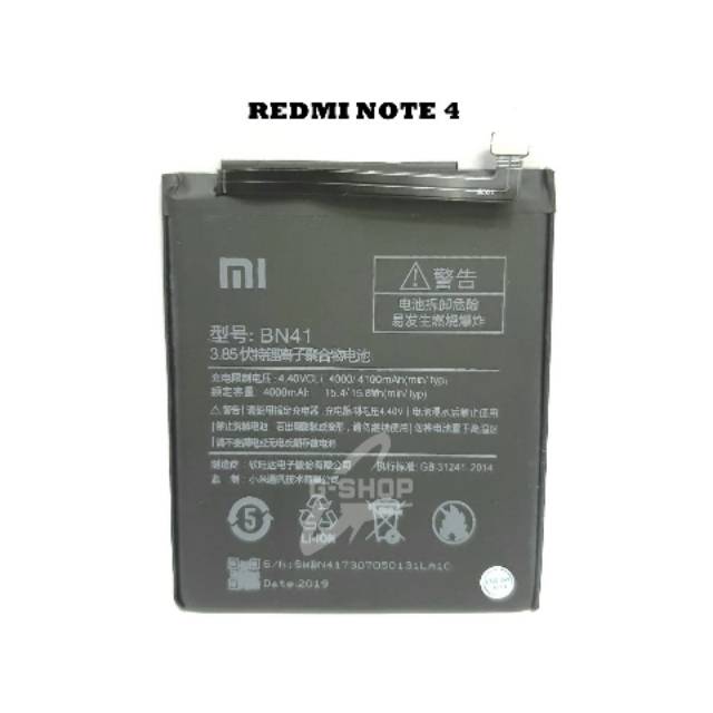 BATERAI / BATTERY / BATRE XIAOMI REDMI NOTE 4 / BN41 ORIGINAL