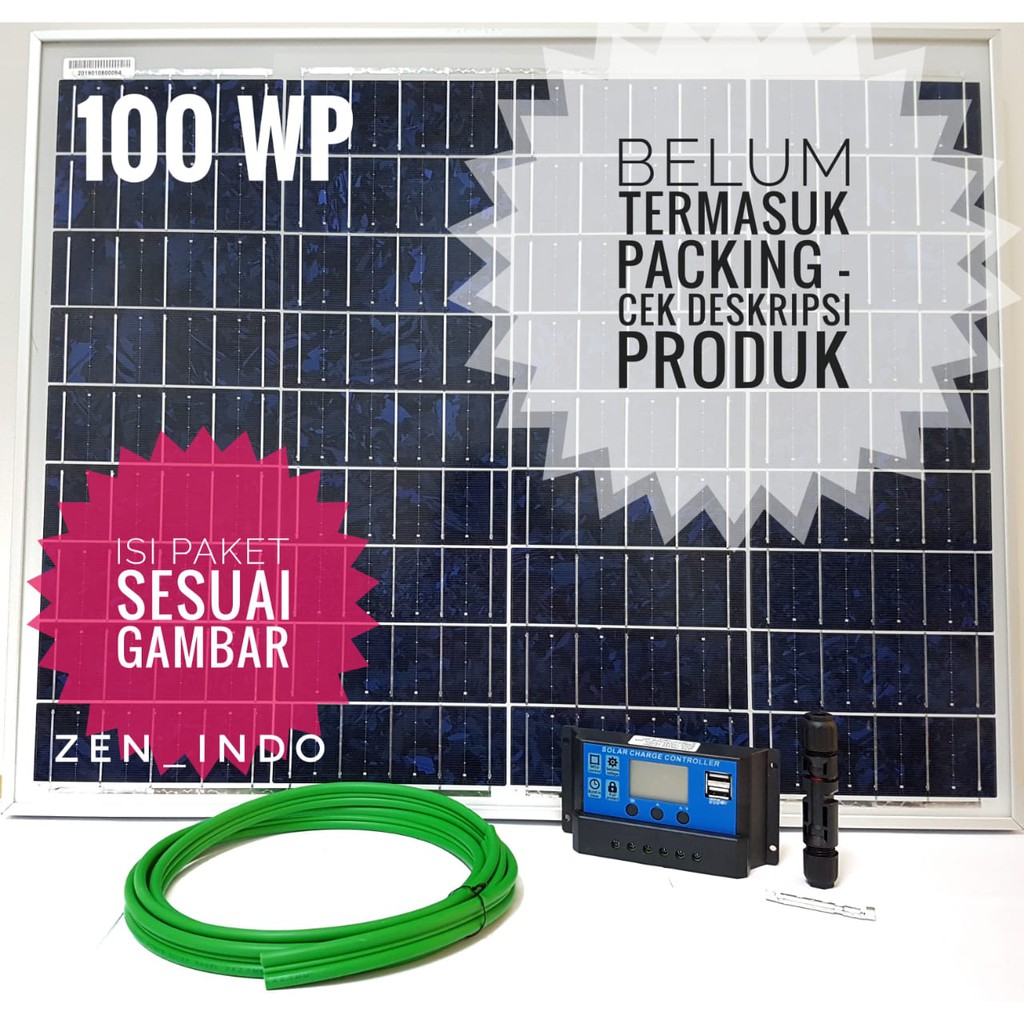 Paket Solar Panel 100WP termasuk pack kayu