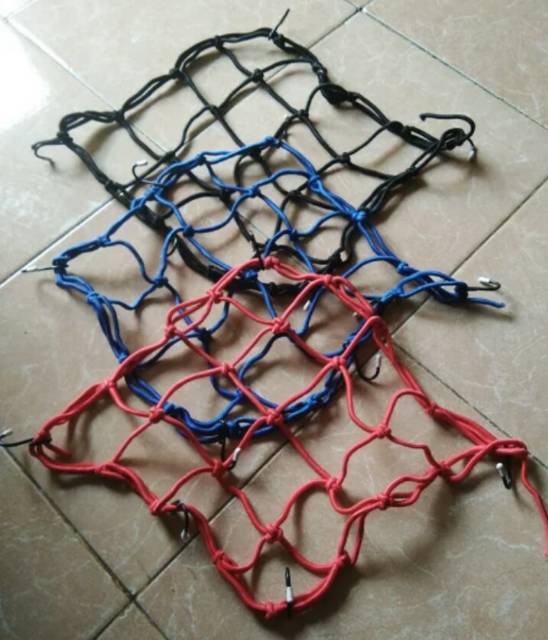 JARING HELM BARANG CARGO NET MOTOR TALI PENGIKAT BARANG DAN HELM UKURAN 30 X 30 CM