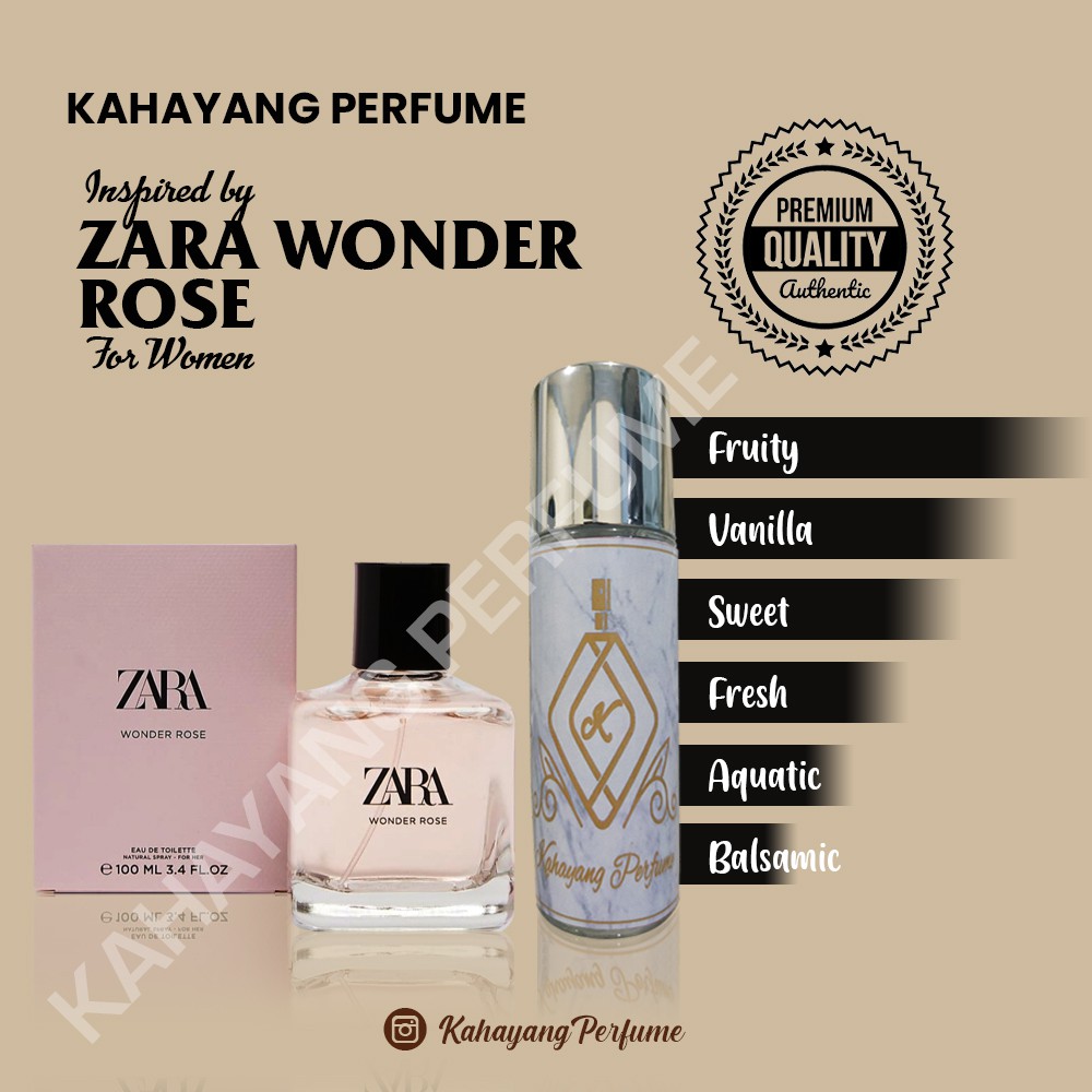Parfum Wanita Zara Wonder Rose Tahan Lama Minyak Wangi Non Alkohol BY KAHAYANG PERFUME