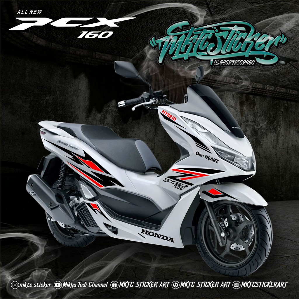 STRIPING STICKER CUTTING PCX 2021 UNTUK MOTOR WARNA PUTIH