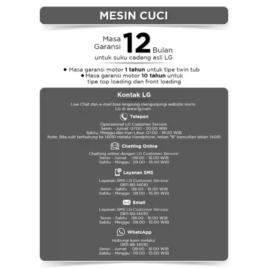 MESIN CUCI LG 1TABUNG 7KG T2107VSPCK / T2107