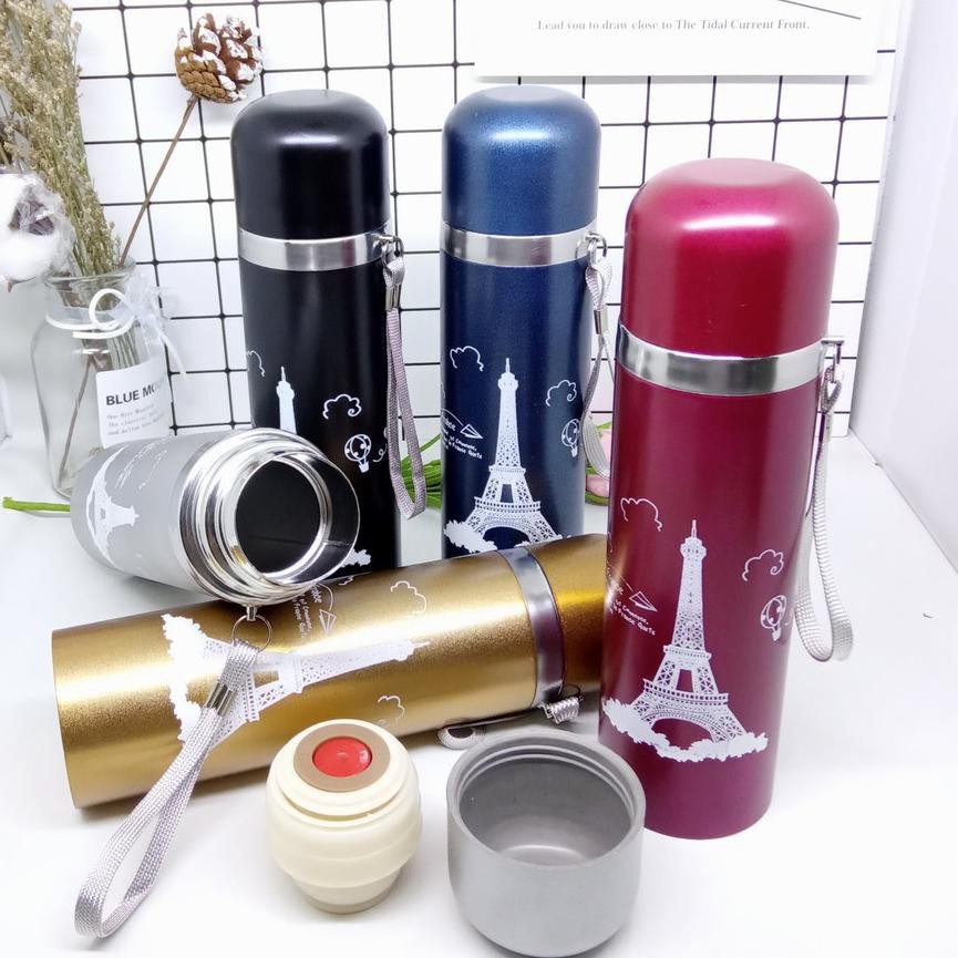 Termos Paris | Thermos Kecil Termos Mini 500ml | Termos Air Panas Stainless Steel Motif eiffel Paris