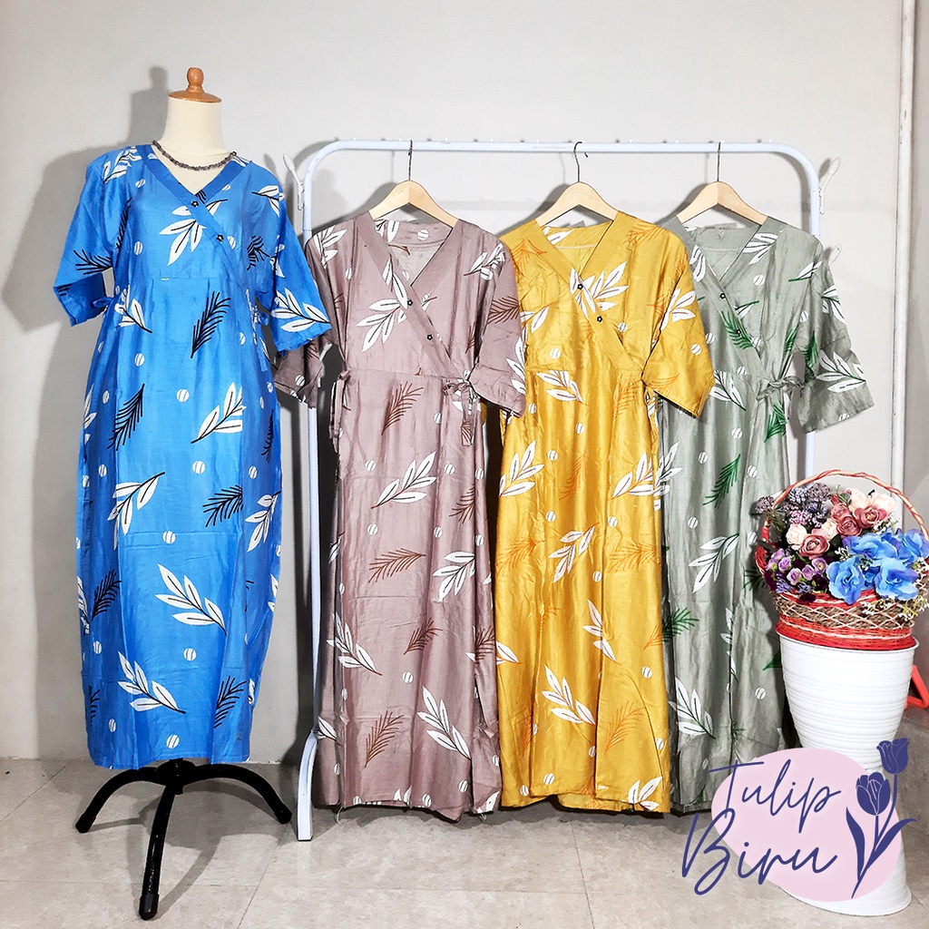 Daster Kimono Panjang lengan 3/4 rayon jumbo busui long kimono dress
