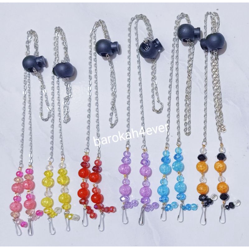 Strap Masker 2in1 RANTAI KECIL Kombinasi Crystal