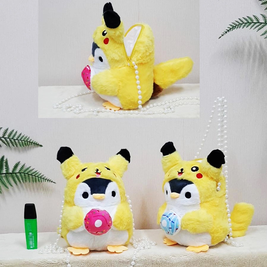 Tas Slempang boneka pinguin pokemon selempang anak Mutiara dompet baby