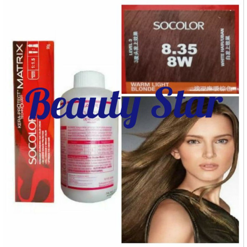 MATRIX SOCOLOR NO. 8.35 / 8W WARM LIGHT BLONDE DAN OXYDANT