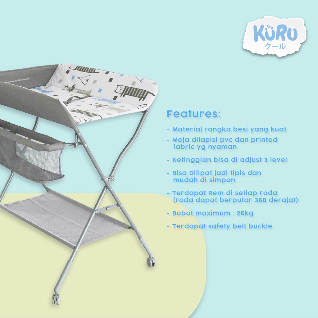 KURU Meja Tempat Ganti Popok Bayi | Baby Changing Diaper Table
