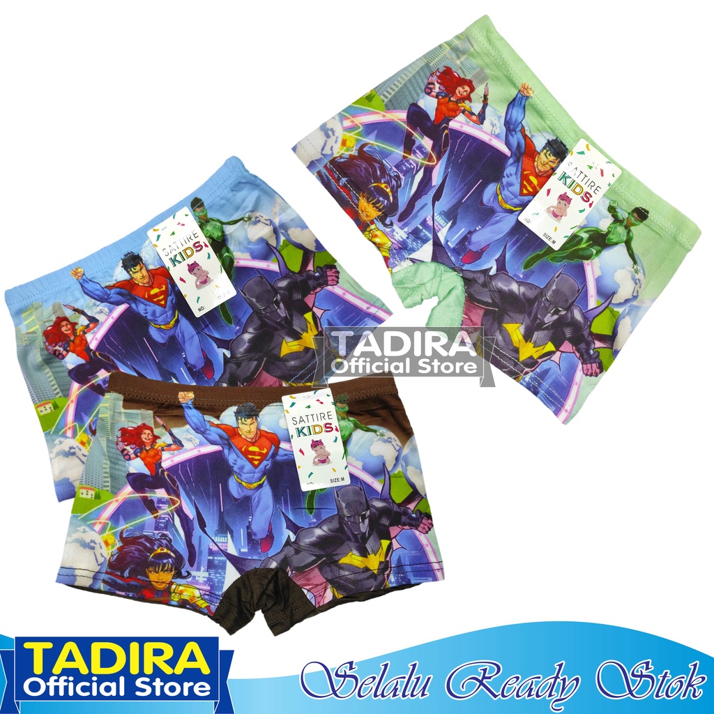 3 Pcs Boxer Anak Laki Celana Dalam Karakter Super Hero Bahan Super Lembut Multiwarna TADIRA Store