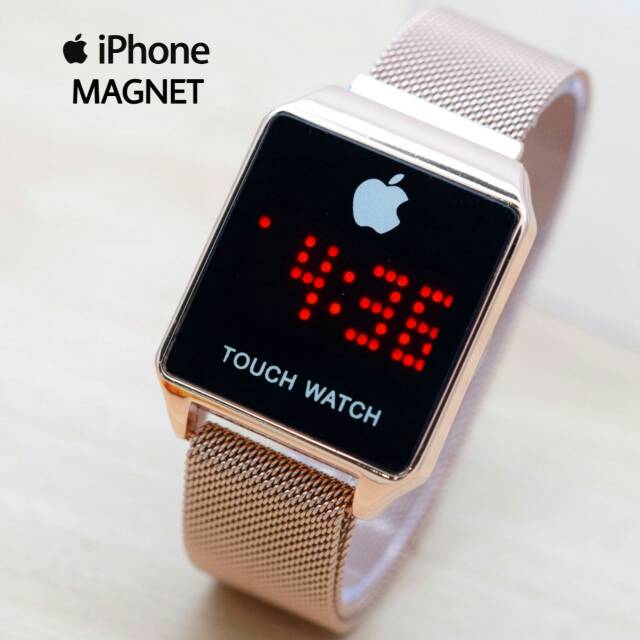 Jam Tangan Pria / Wanita Iphone Touch Srceen RoseGold Rantai Magnet