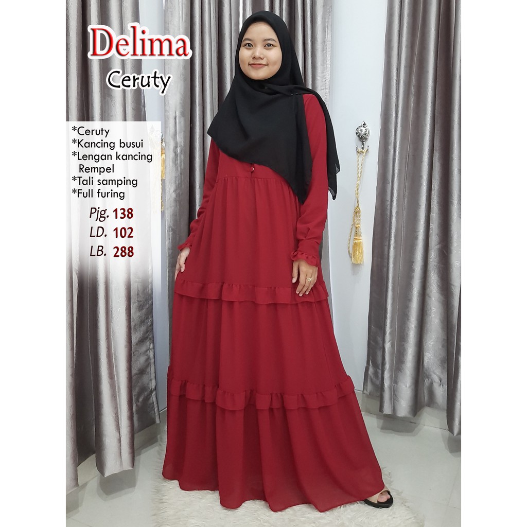 Gamis Ceruty Kancing Susun Full Furing/ Gamis Ceruty Babydoll