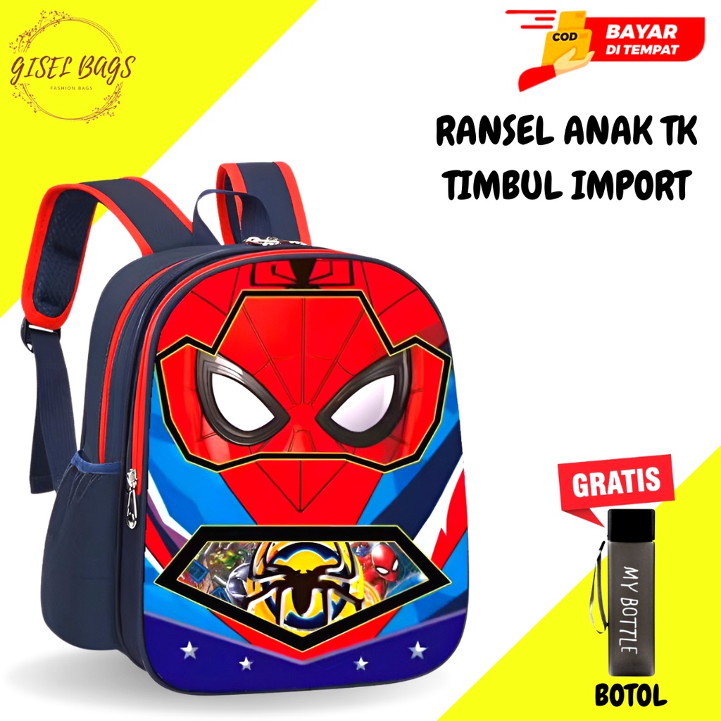 GB Ransel anak laki laki paud dan tk gambar karakter timbul superhero import