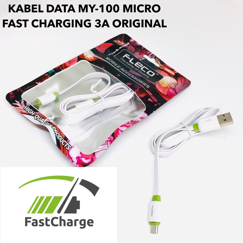 KABEL DATA MICRO FLECO MY100 3.4A 1METER FAST CHARGING