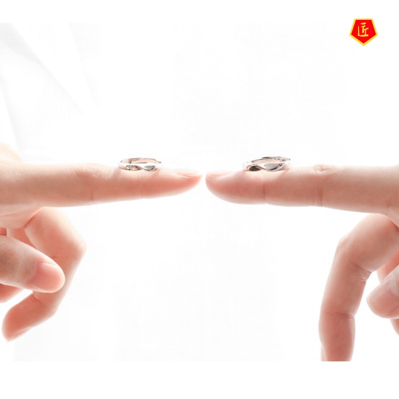 [Ready Stock]925 Silver Couple Rings Mobius Strip Simple Personality