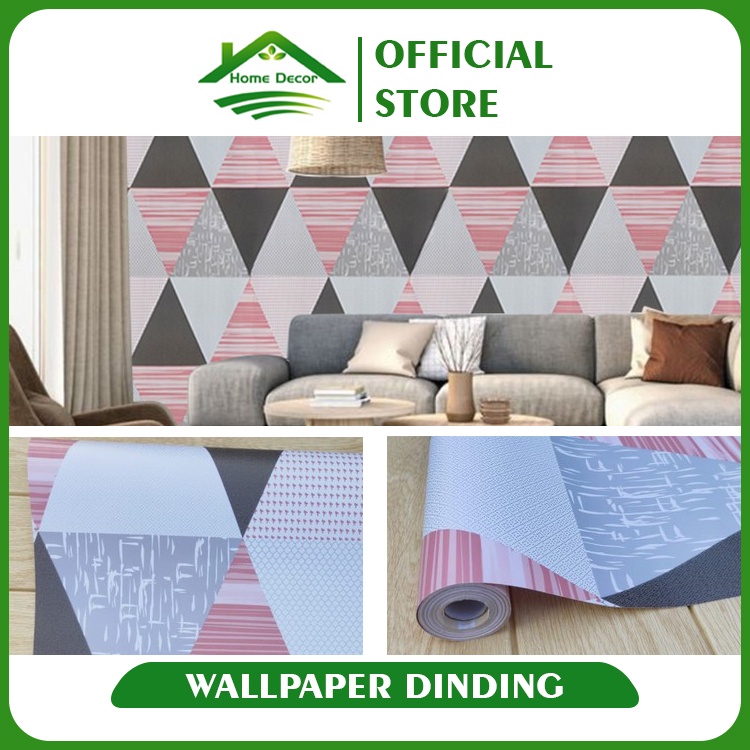 Wallpaper Dinding 3D Wallpaper Stiker Premium Size 45Cm X 10Meter Wallstiker Segitiga Pink GH202-5