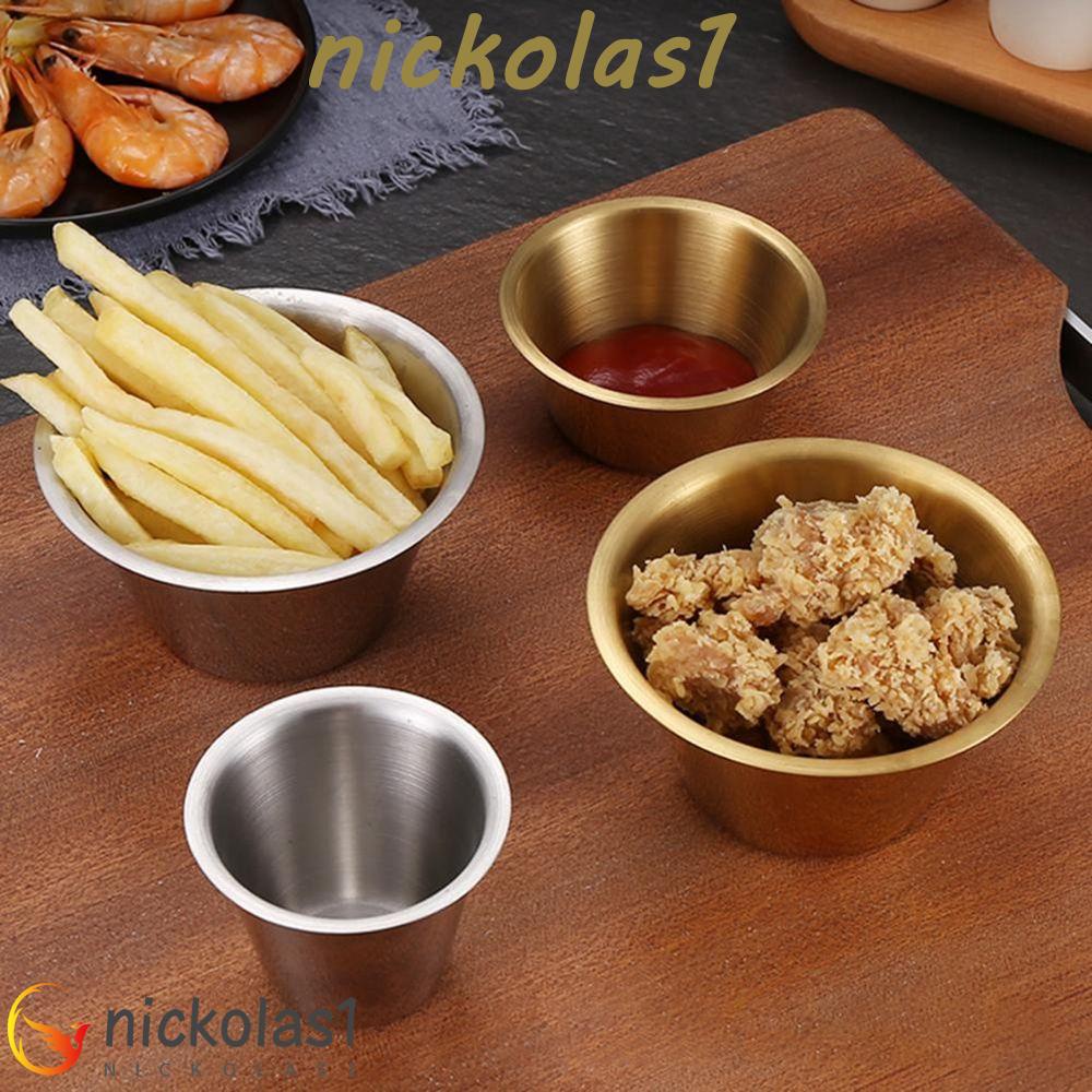 Nickolas1 Mangkok Saus Celup / Kentang Goreng / Sushi Mini Bahan Stainless Steel Reusable