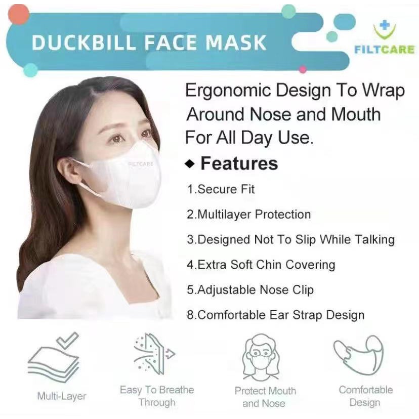 FILTCARE Masker DUCKBILL 10 Pcs 3PLY Medis Garis Model Sensi BFE 95% Surgical Mask / Masker Duckbill Emboss Warna Pastel / TS-13