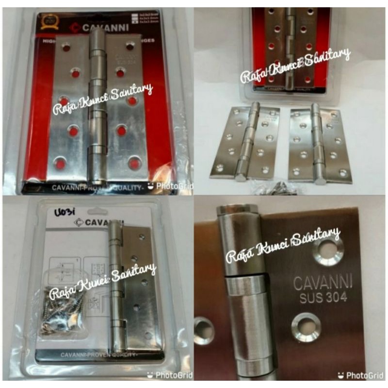 Engsel Cavanni 4&quot;x3&quot;x3MMx4BB Stainless SUS 304/Engsel Pintu 4 inch Stainless SUS 304