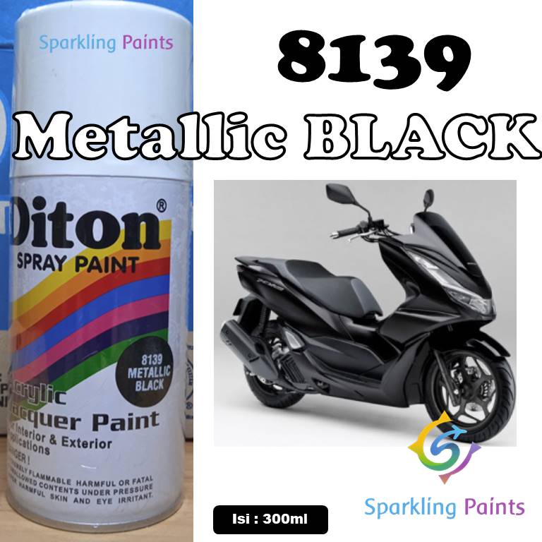 Pilox DITON Metallic Black 8139 300ml Warna Hitam Metalik sepeda motor mobil helm mesin bodi