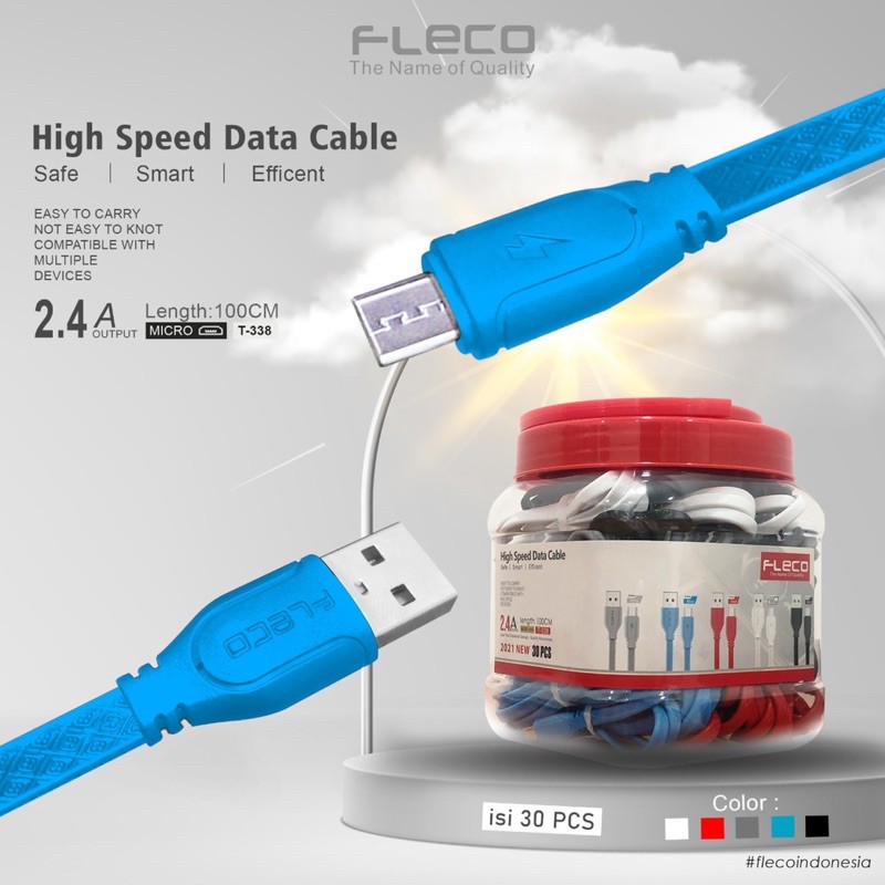 PROMO PERTOPLES LAUNCHING KABEL DATA FLECO T338 MICRO ORIGINAL QUICK CHARGING HIGH SPEED DATA CABLE