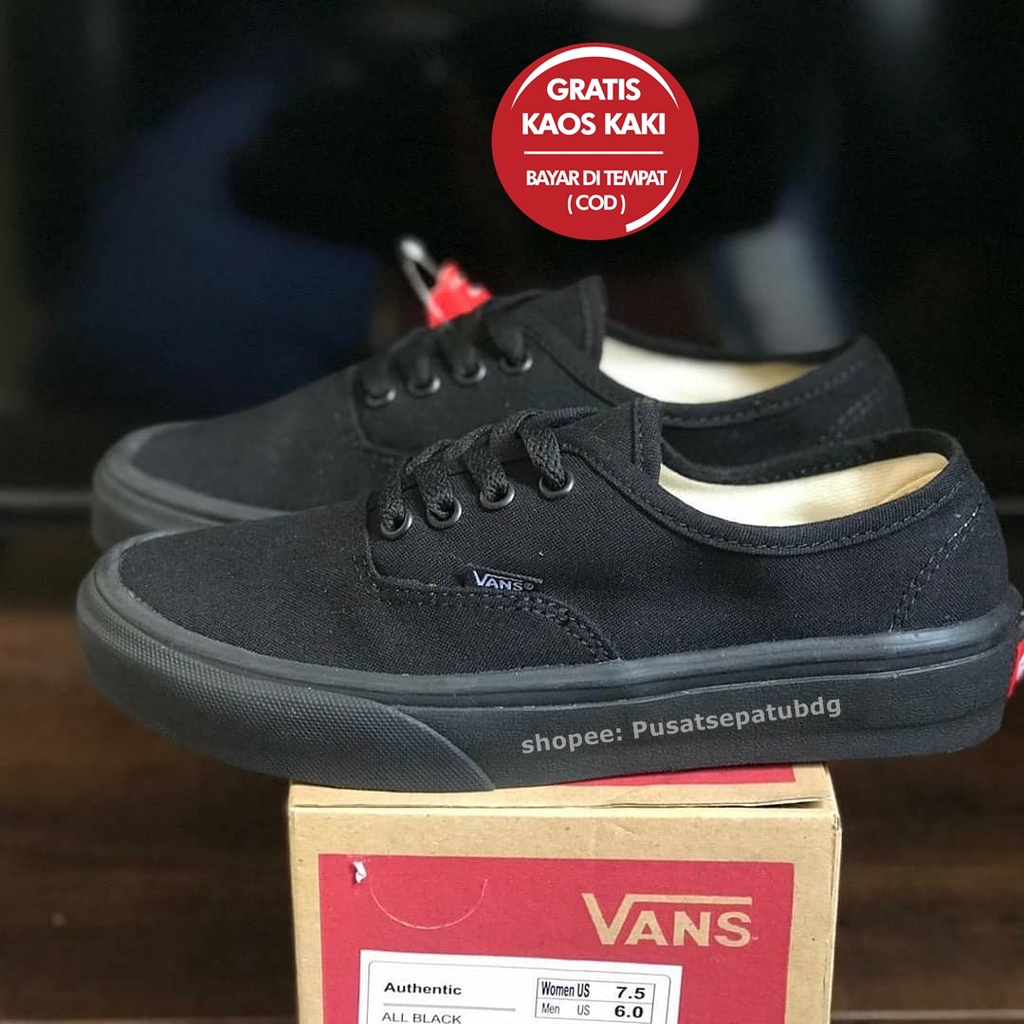 Obral 100% Premium Vans Authentic All Black Full Hitam