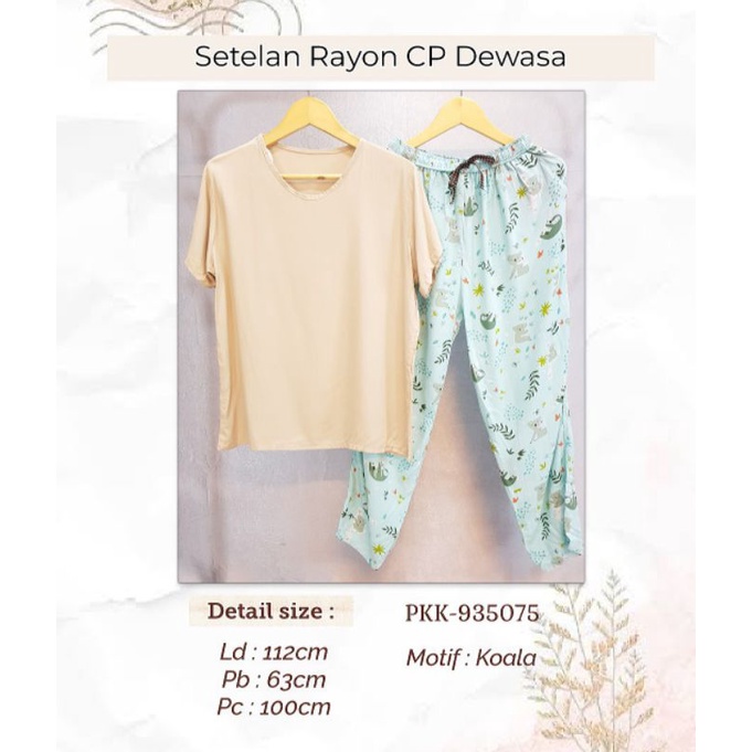 Setelan Katun Rayon Pendek / Tanggung / Pendek