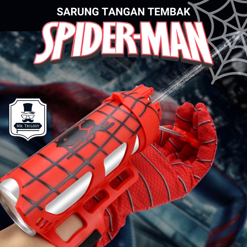 SARUNG TANGAN TEMBAK SEMPROT SPIDERMAN MAINAN ANAK COWOK BARU SERU