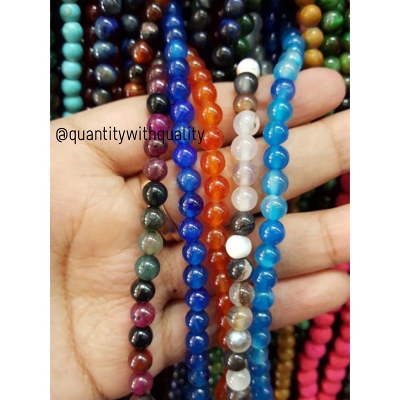 BATU ALAM 6MM BULAT 60 butir bahan kalung gelang tasbih lengkap