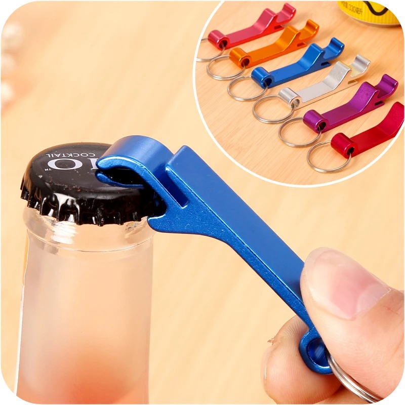 Home Portable Aluminum Alloy Keychain Bottle Opener / Mini Beverage Beer Can Opener with Key Ring