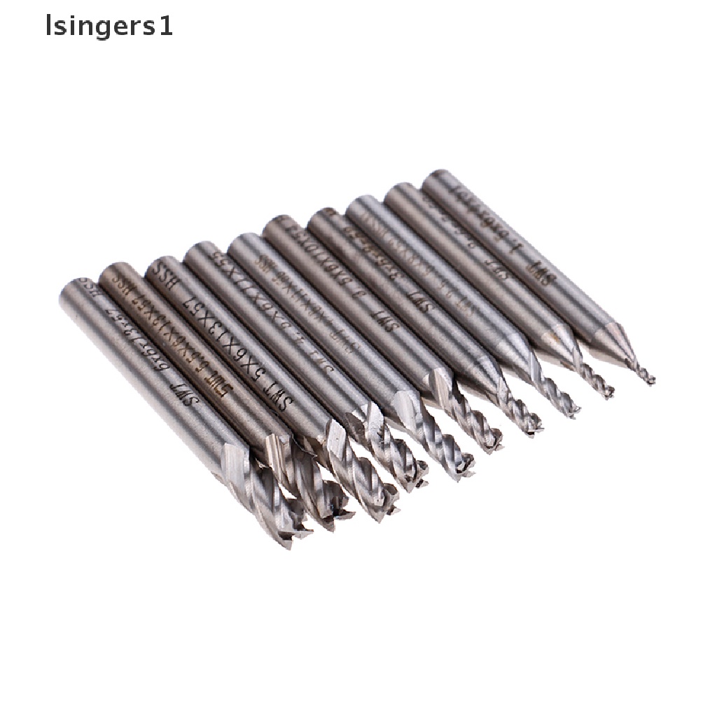 (lsingers1) 10pcs Mata Bor Shank Lurus 4 Flue End Mill CNC 1.5-6mm Bahan HSS