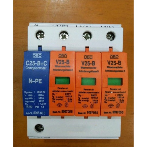 Jual Surge Arrester OBO V25-B 3 Phase + NPE / Surge Arrester OBO 3P V25 ...