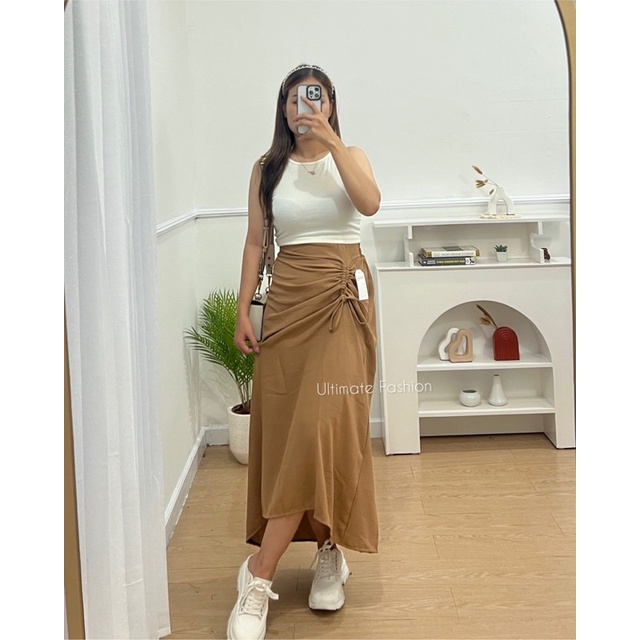 Rok Serut Tamara Casual Korean Look Crinkle Premium Skirt Kekinian Terbaru