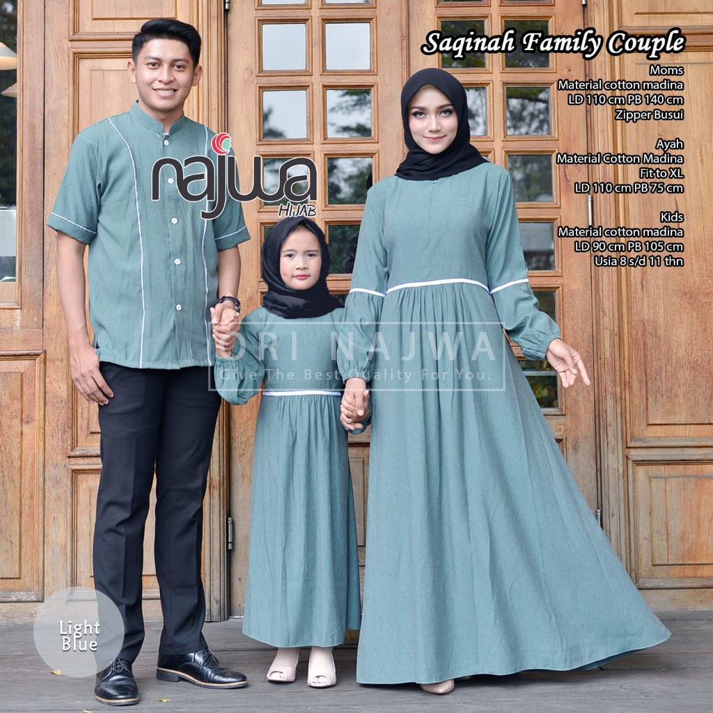 Saqinah Family Couple  Kemeja  Polos Pria dan  Anak  Gamis 