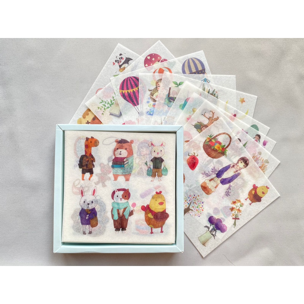 

DIY 24 Lembar Paper Sticker Dekoratif untuk Journaling Scrapbooking Diary Notes | Gift Box Set Sticker Aesthetic Kawaii