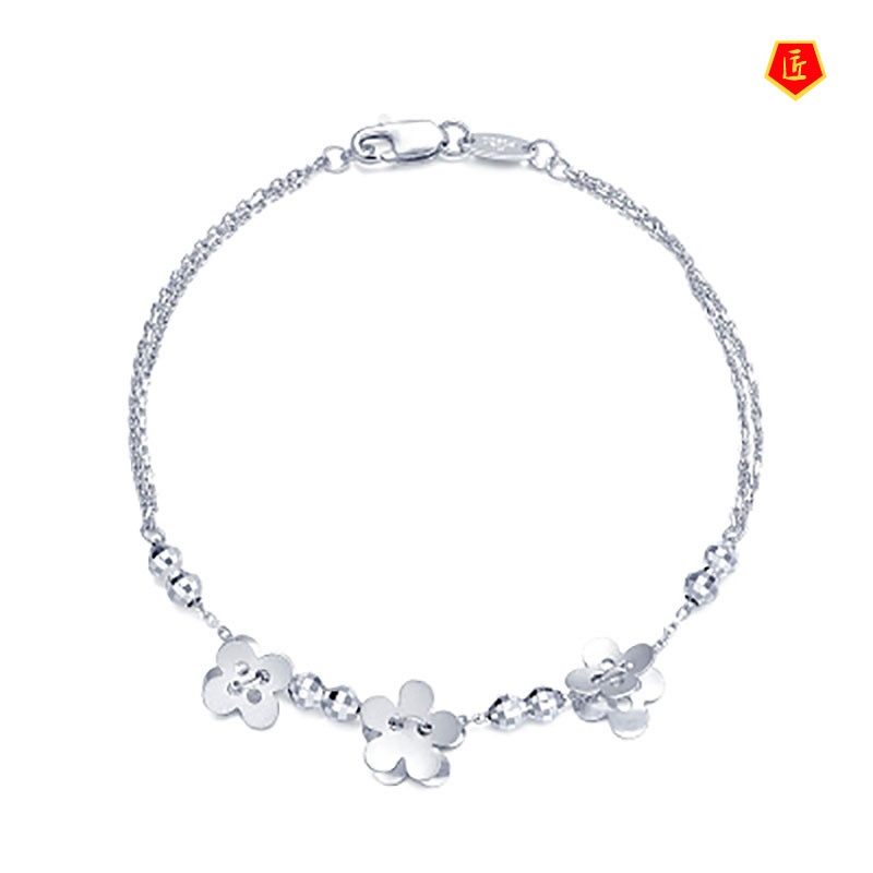 [Ready Stock]Women's Creative Personalized Flower Silver Bracelet