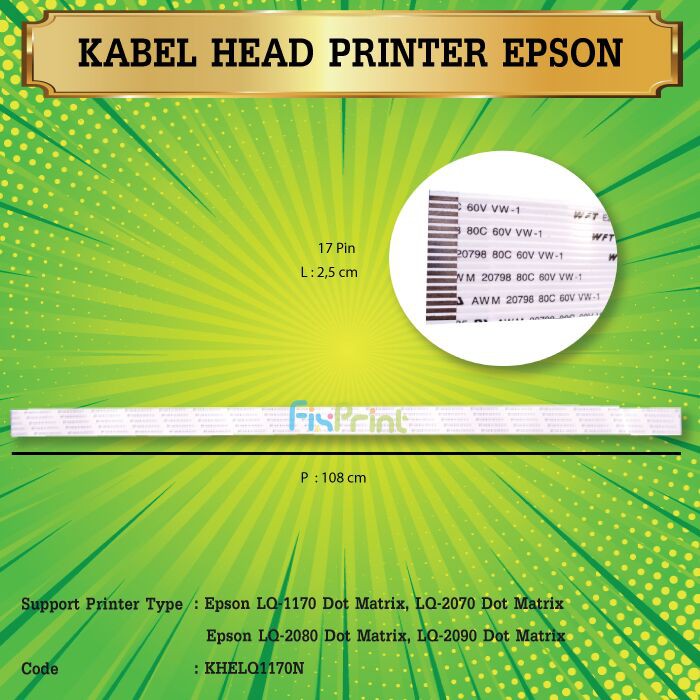 Kabel Flexible Print Head Epson LQ1170 LQ2070 LQ2080 LQ2090 LQ-2090