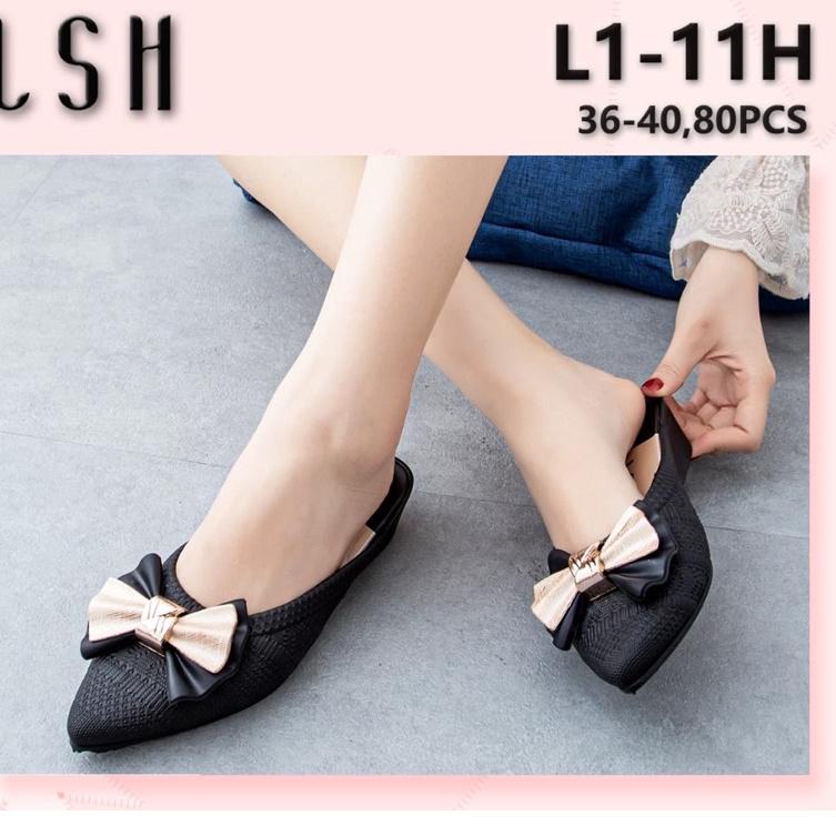 Sandal Sepatu Slop Pita Gold WRN dan HTM LSH L1-11H atau L1-11D ◦ Km31au22ᶠ