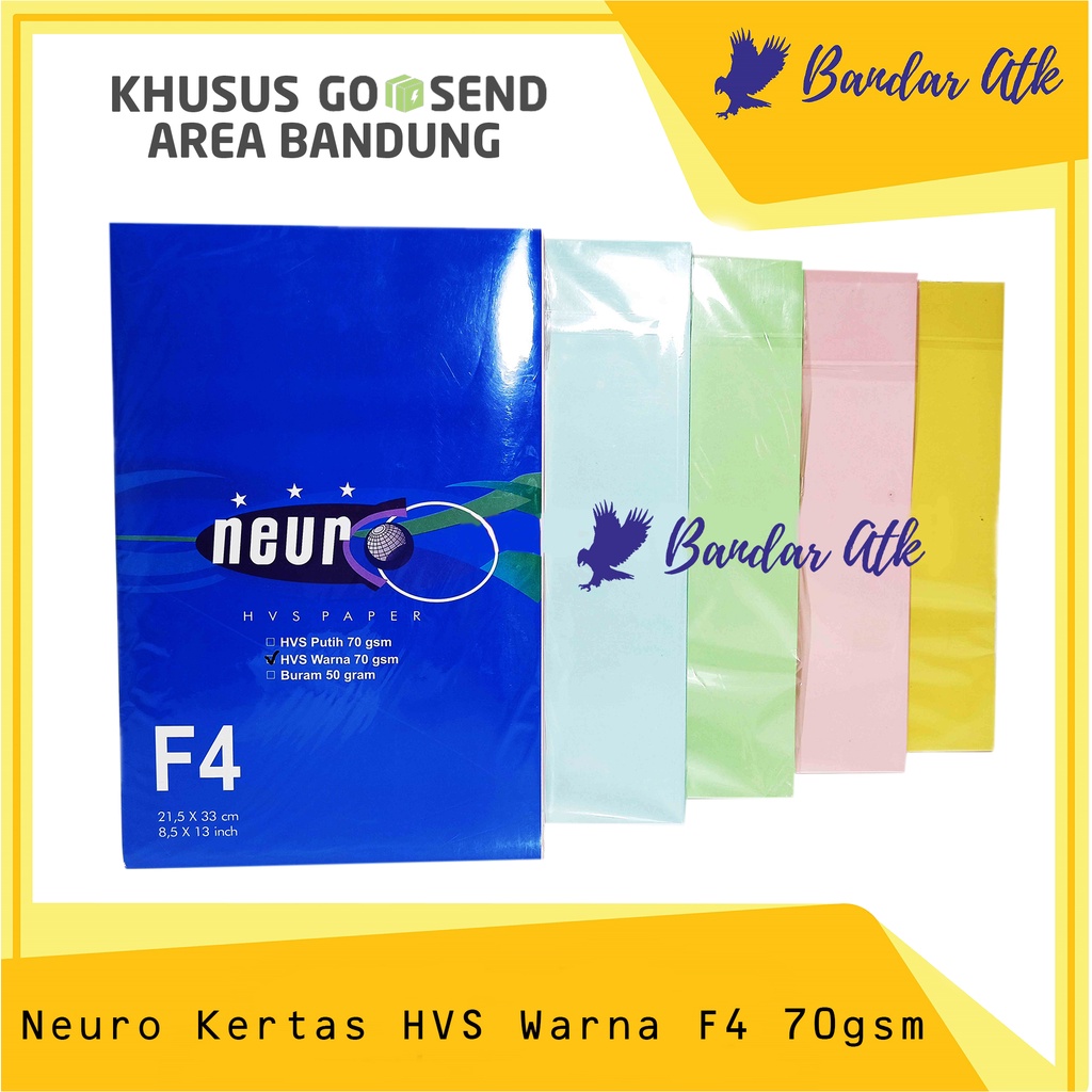 

KHUSUS GOSEND Kertas Fotokopi F4 70 Gram Neuro Kertas HVS Warna F4 [1 PACK]