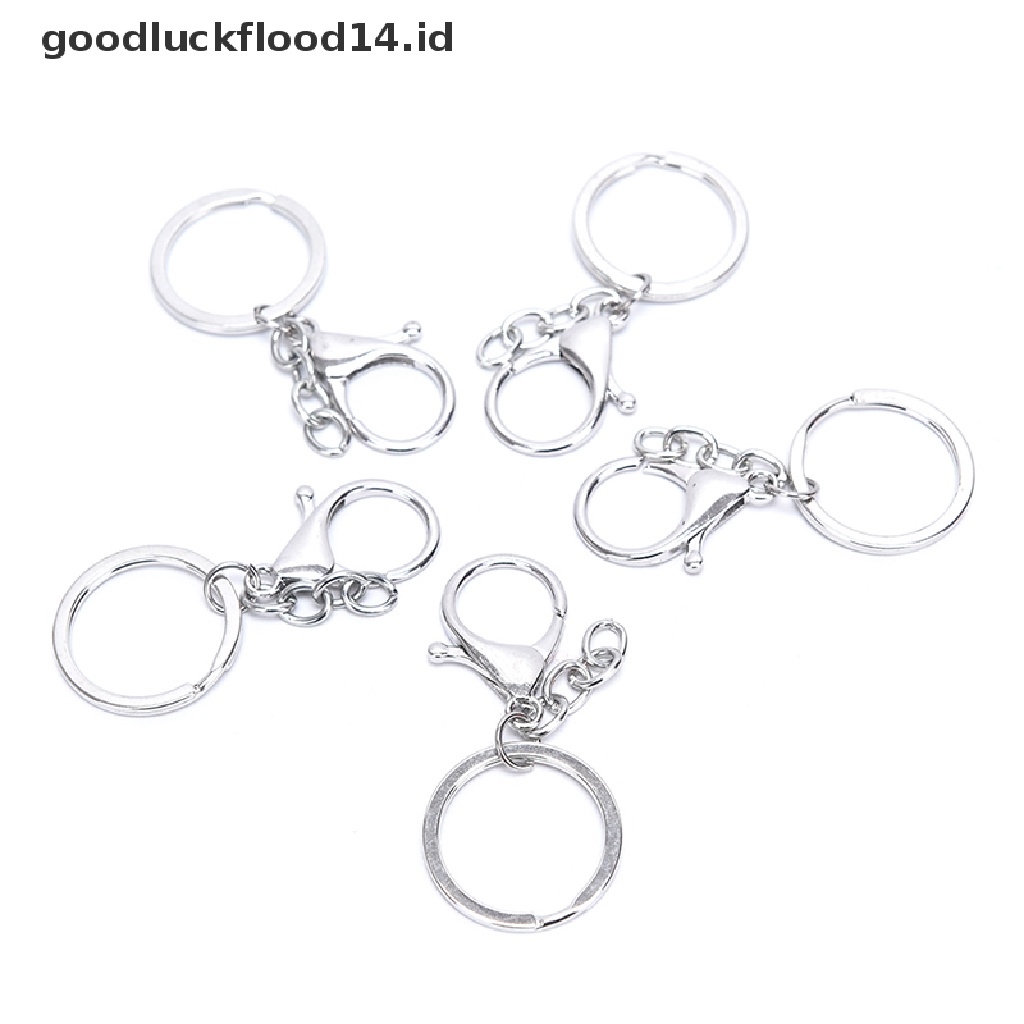 [OOID] 10Pcs Big Lobster Clasp Hooks Keychain Split Ring Short Chain Key Ring DIY  ID
